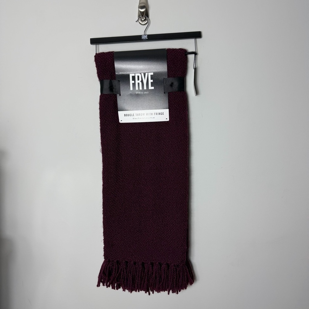 NEW Frye Throw Blanket Burgundy Knit Tassels SOFT!